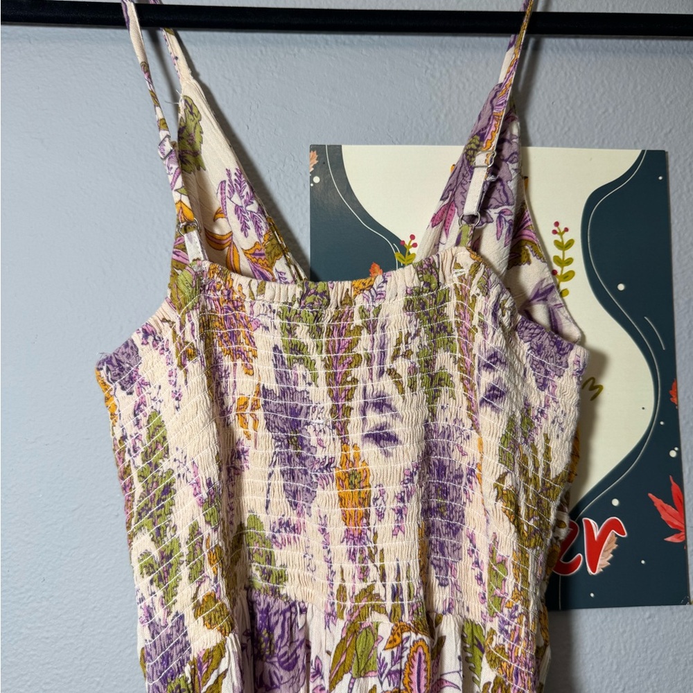 Angie Midi Dress Sz L Fits S/M Boho Romantic Sexy Floral Hi Low Ruffled - Picture 9 of 10